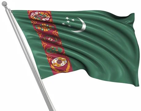 Flag of Turkmenistan, This is a computer generated and 3d rendered image Stock Illustration