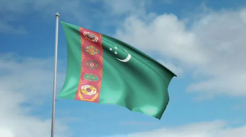 Flag of Turkmenistan 스톡 동영상 444897
