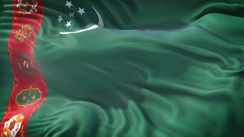 Flag of Turkmenistan Loop Stock Footage 104312742