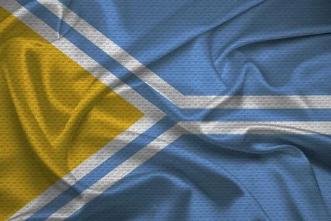 Flag of Tuva, Fabric flag of Tuva. Tuva National Flag, Fabric and Texture F.. Stock Illustration