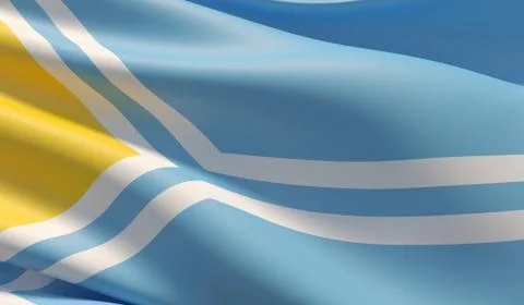 Flag of Tuva. High resolution close-up 3D illustration. Flags of the federal Stock-Illustration