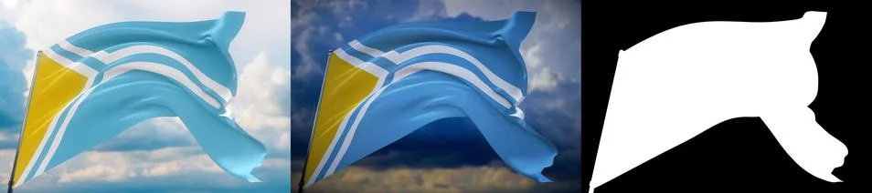 Flag of Tuva. High resolution close-up 3D illustration. Flags of the federal Stock Illustration