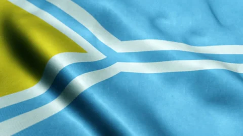 Flag Of Tuva Waving On Flagpole In The Wind, National Symbol Of Freedom - Video stock 235406091