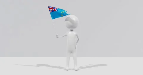 Flag of Tuvalu. 3D Character holding and waving flag 4K UHD 60FPS Stock Footage 228563702
