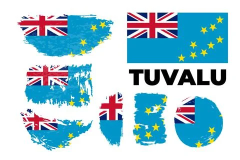 Flag of Tuvalu the illustration vector on a white background, brush stroke Illustrazione stock
