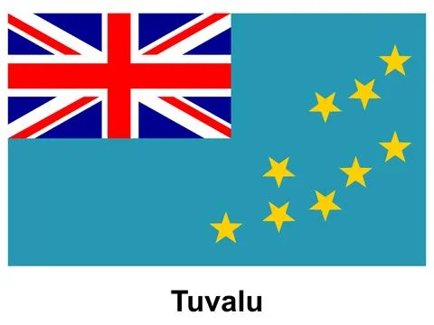 Flag of Tuvalu with Union Jack and Stars on a Blue Background Stock Illustration