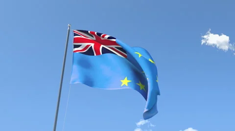 The flag of Tuvalu Waving on the Wind. Stock Footage 50555245