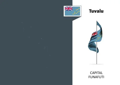 Flag of Tuvalu on white background. Dotted map of Tuvalu Stock Illustration