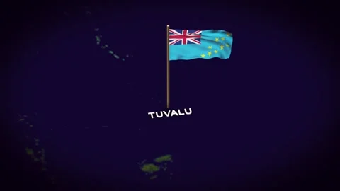 The Flag of Tuvalu on the World Map, Tuvalu map with flag 3d animation Stock Footage 306614029