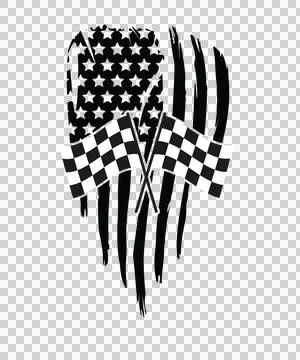 Flag Two Crossed Checkered Flags Over A Vertical striped Stock Illustration