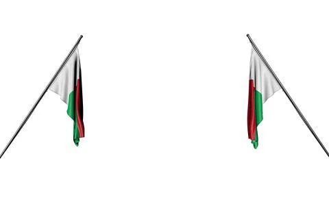 Flag - two Madagascar flags hangs on in corner poles Stock Illustration