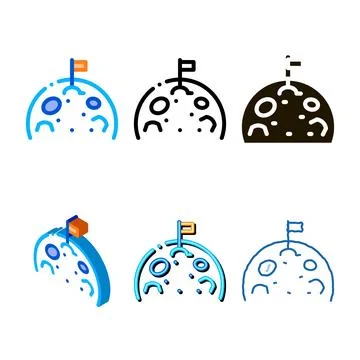 Flag types standing on moon icon outline Ilustração Stock