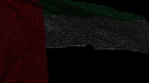 Flag of the UAE made of computer code, 3d rendering Stockillustratie