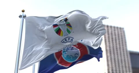 The Flag Of UEFA Euro 2024 Flying In The Stock Video Pond5   Flag Uefa Euro 2024 Flying Footage 221988318 Iconl 