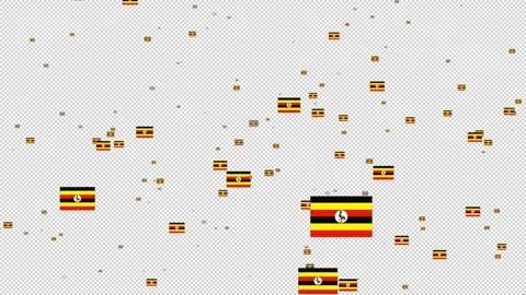 Flag Of Uganda Flying in Motion Graphic with alpha Channel Background Stock Footage 137370504