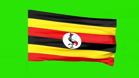 Flag of Uganda on a green background. 3D animation. Stock Footage 304959945