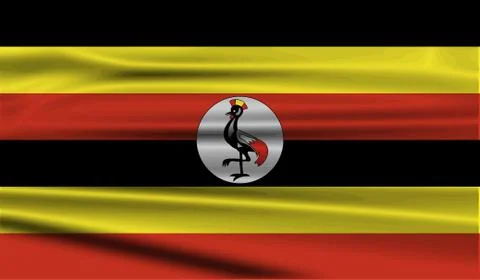 Flag of Uganda with old texture. Stock Illustration