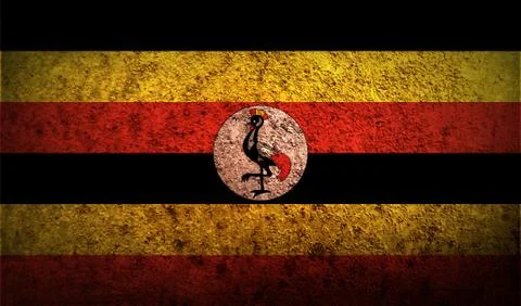 Flag of Uganda with old texture. Stock Illustration