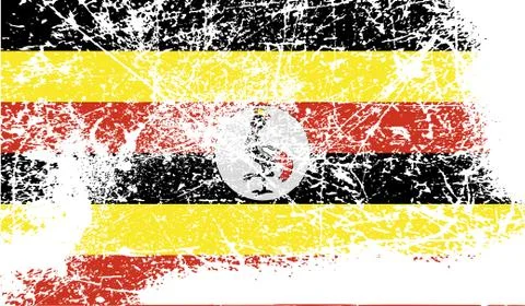 Flag of Uganda with old texture. Stock Illustration