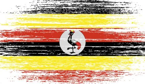 Flag of Uganda with old texture. Stock Illustration