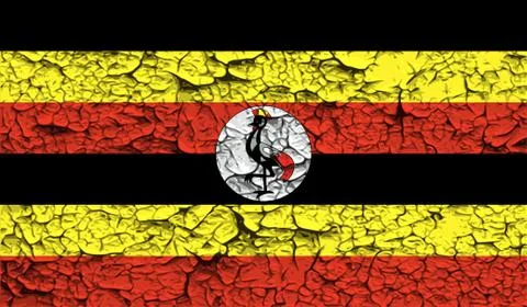 Flag of Uganda with old texture. Stock Illustration