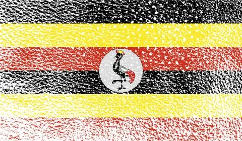 Flag of Uganda with old texture. Stock Illustration