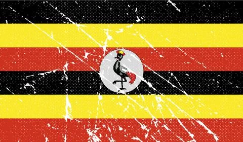 Flag of Uganda with old texture. Vector Illustrazione stock
