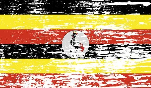 Flag of Uganda with old texture. Vector Stock Illustration