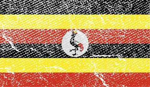 Flag of Uganda with old texture. Vector Illustrazione stock