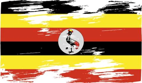 Flag of Uganda with old texture. Vector Stock Illustration