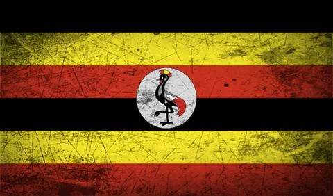 Flag of Uganda with old texture. Vector Illustrazione stock