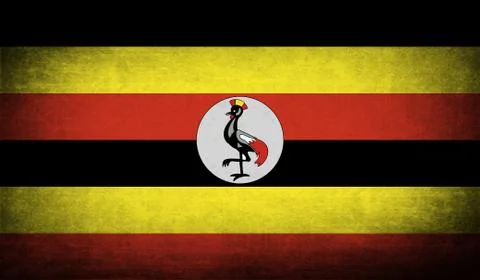 Flag of Uganda with old texture. Vector Stock Illustration