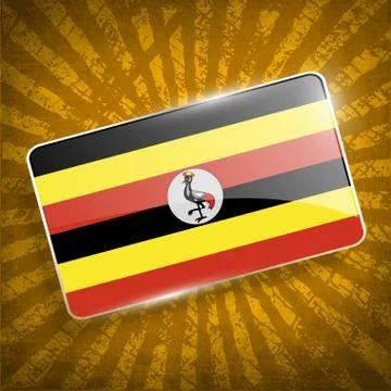 Flag of Uganda with old texture. Vector Stock Illustration