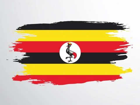 Flag of Uganda painted with a brush Stock Illustration