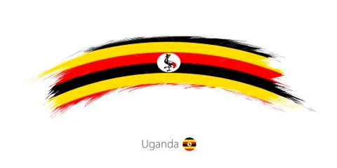 Flag of Uganda in rounded grunge brush stroke. Stock Illustration