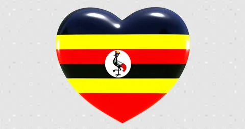 Flag of Uganda on turning Heart 3D Loop Animation with Alpha Channel 4K UHD Stock Footage 171483250