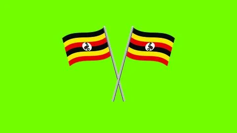 Flag of Uganda, Uganda Flag, National symbol of Uganda country. Crossed tab.. Illustrazione stock