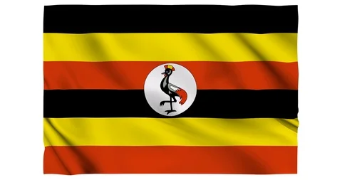 Flag of uganda waving on a samless loop over an easily removable background Stock Footage 98373052