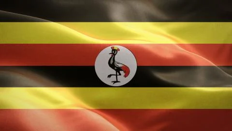 Flag of Uganda waving in the wind. 3D Waving flag design. Stock Illustration