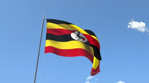 The flag of Uganda Waving on the Wind. Stock Footage 50555469