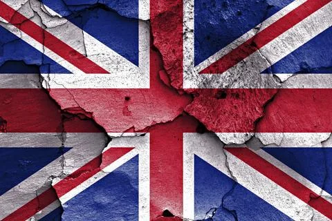 Flag of UK painted on cracked wall Stock Illustration