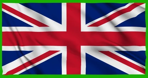 Flag of UK waving on a samless loop over an easily removable background Stock Footage 98373081