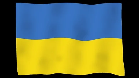 Flag of Ukraine, 60 fps, slow motion, lopped, alpha channel Stock Footage 100019893