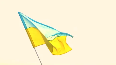 Flag of Ukraine against the sky. Selective focus. Stock Footage 247553181