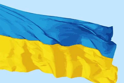 Flag of Ukraine on the blue sky. Stock Illustration