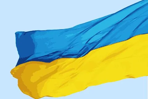 Flag of Ukraine on the blue sky. 库存插图