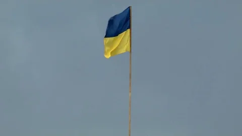 The flag of Ukraine is developing in the wind Stock Footage 75685697
