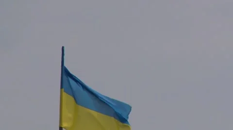 Flag of Ukraine develops on the background of sky. 動画素材 67172723