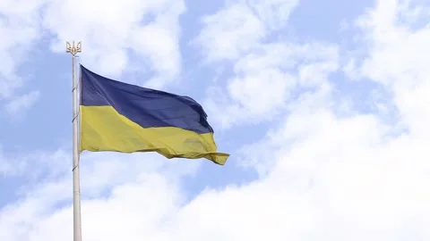 The flag of Ukraine develops in the wind 스톡 동영상 244747043