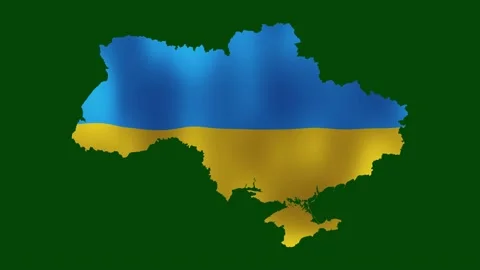Flag of Ukraine develops in the wind in the maps of Ukraine. Chroma Key Stock Footage 177420146